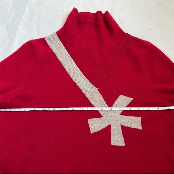 Who is Who Cashmere Red Mock Neck Sweater Size S Apres Ski Cabincore Cozy - Picture 8 of 11